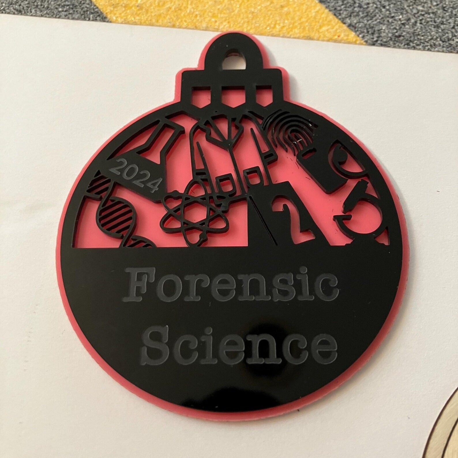 Personalized Forensic Science Christmas Ornament: Engraved Crime Scene Gift