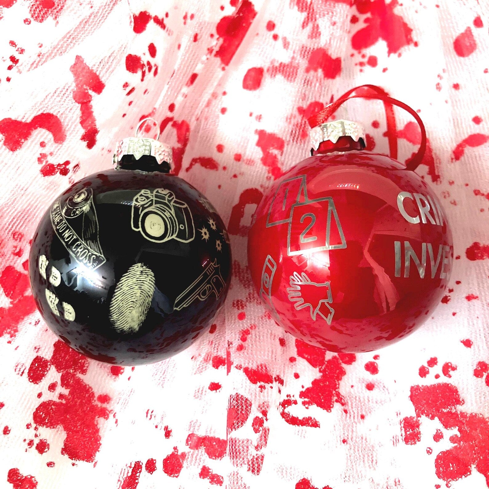 CSI Personalized Engraved Christmas Ornaments Crime scene gift