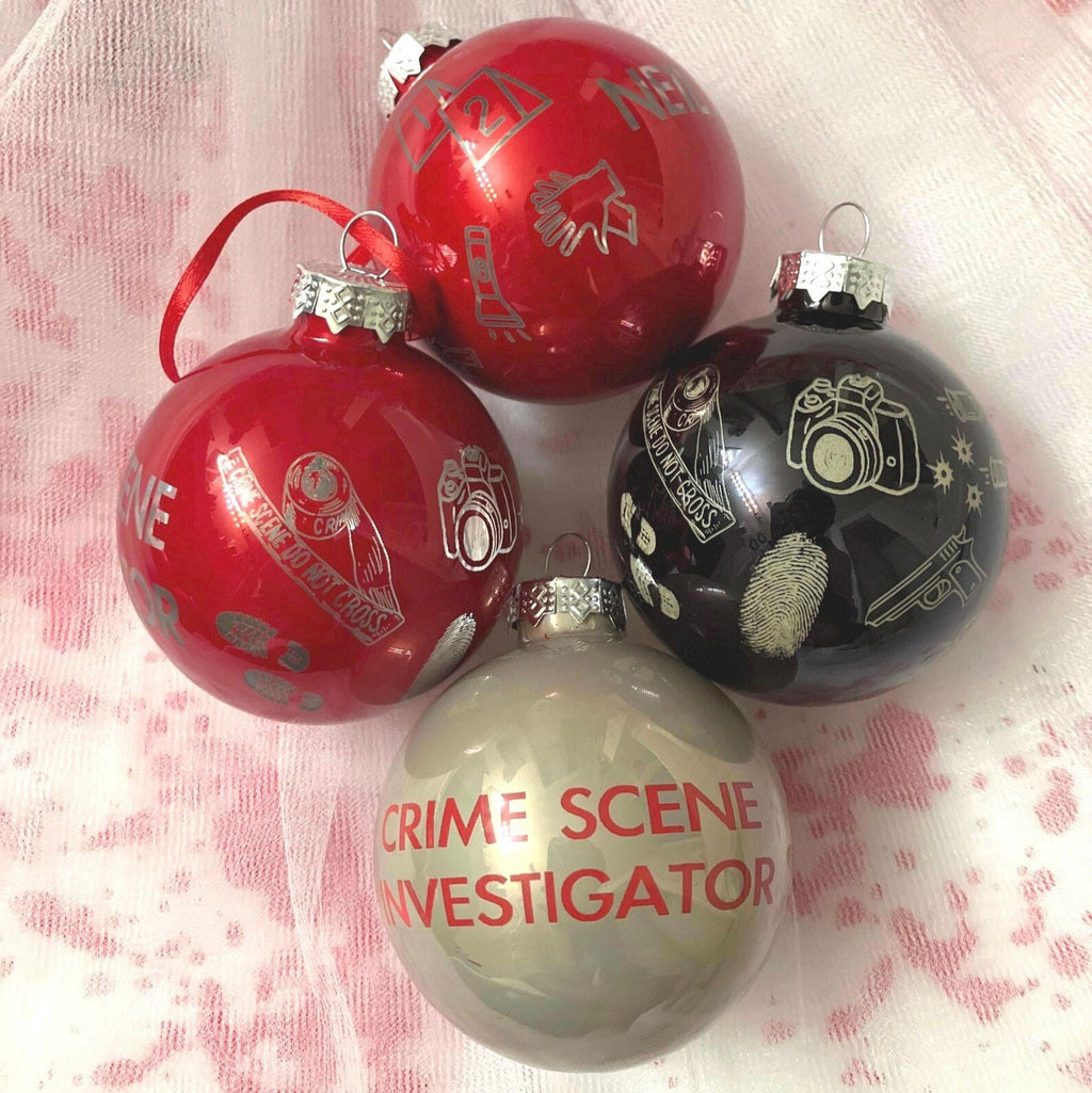 CSI Personalized Engraved Christmas Ornaments Crime scene gift
