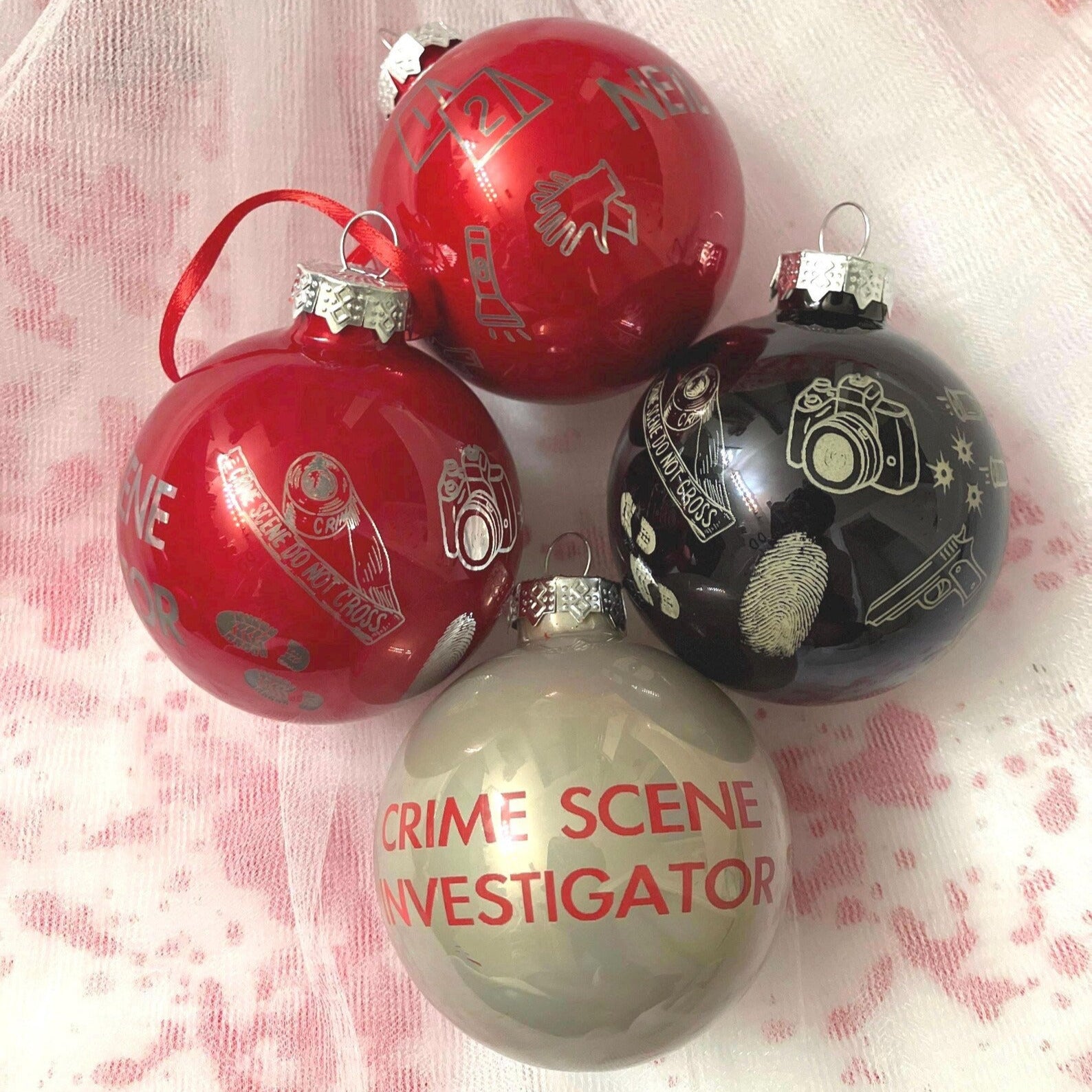 CSI Personalized Engraved Christmas Ornaments Crime scene gift