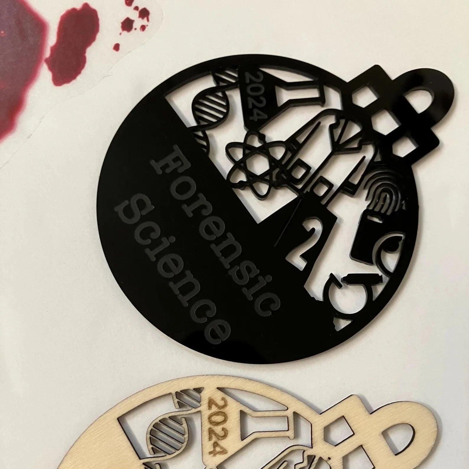 Personalized Forensic Science Christmas Ornament: Engraved Crime Scene Gift